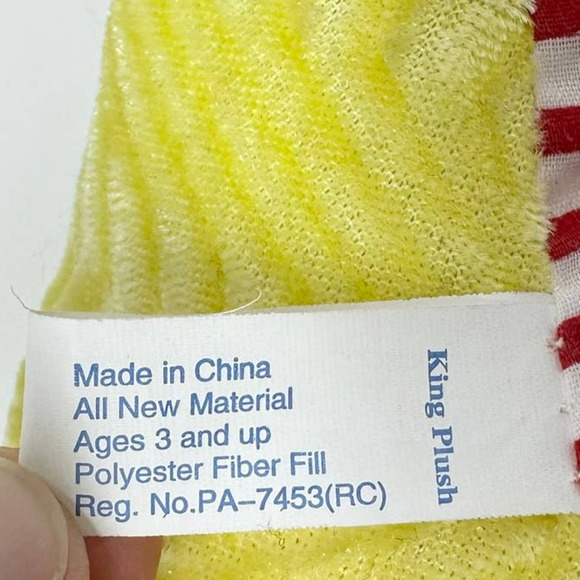 King Plush Yellow Crinkle Winged Standing Dragon 24" Plush Red Striped Belly Toy - Picture 12 of 16